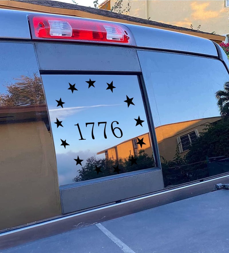 xinghe 1776 July 4th Independence Day USA Rear Middle Window American Truck Decal - Matte Black Vinyl - Image 1